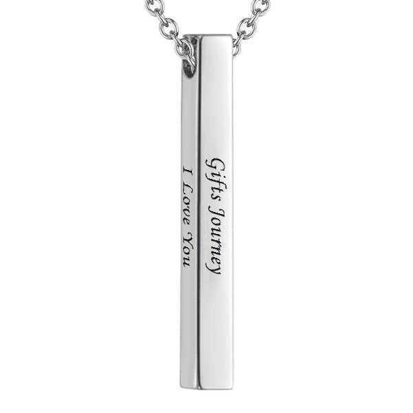 3D Engraving Bar Necklace, 4 Sided Vertical Name Necklace, Women's Engraved Name Necklace, Family Gifts, Gifts For Her