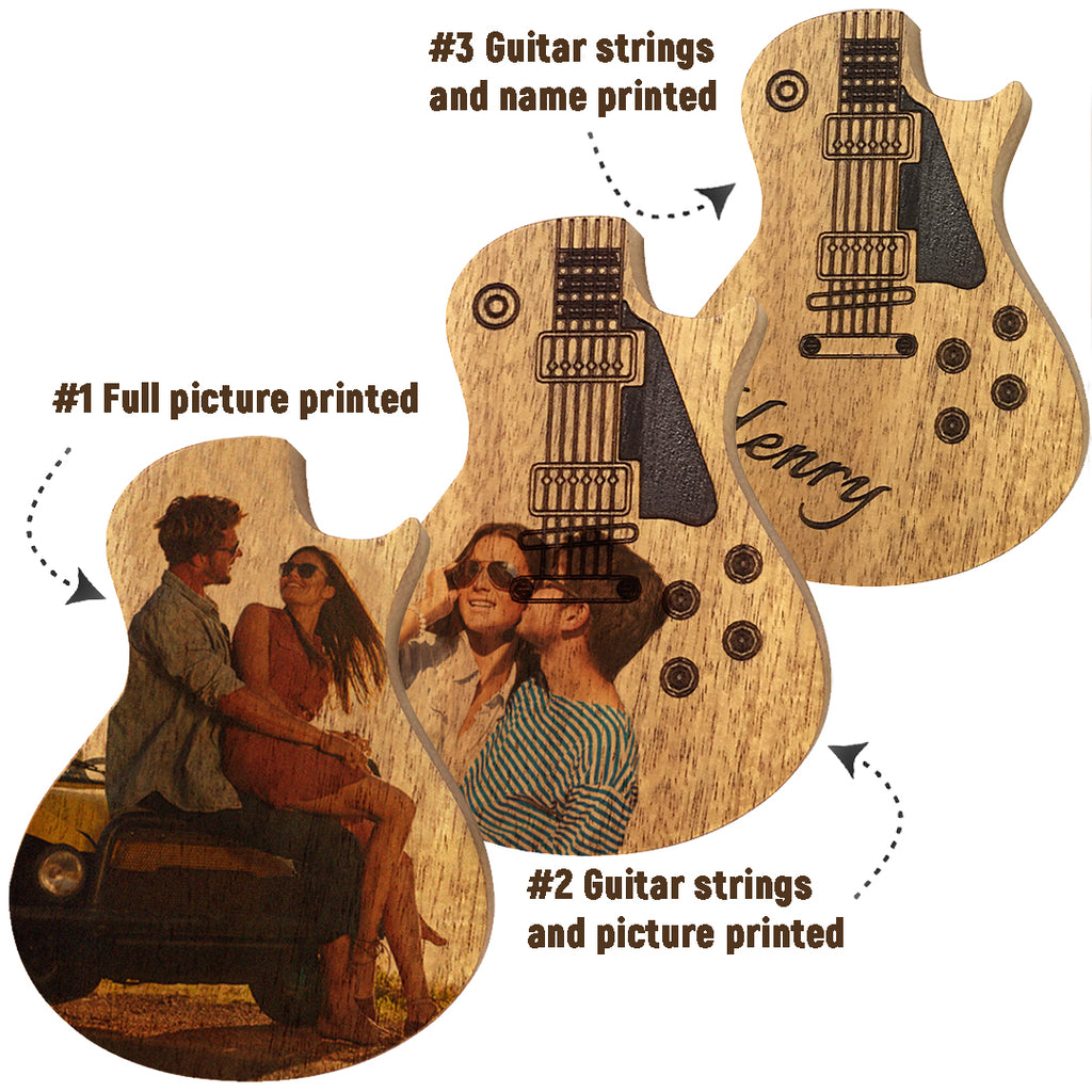 Personalized Wooden Guitar Picks with Case, Custom Guitar Pick Kit, Holder Box for Picks, Musicians Guitar Player
