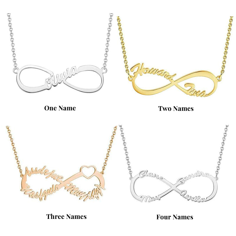 Infinity Monogram Name Necklace with 1-4 Names, Engraved Name Pendant Locket, Family Name Necklace, Birthday Anniversary Gift For Mom, Girlfriend