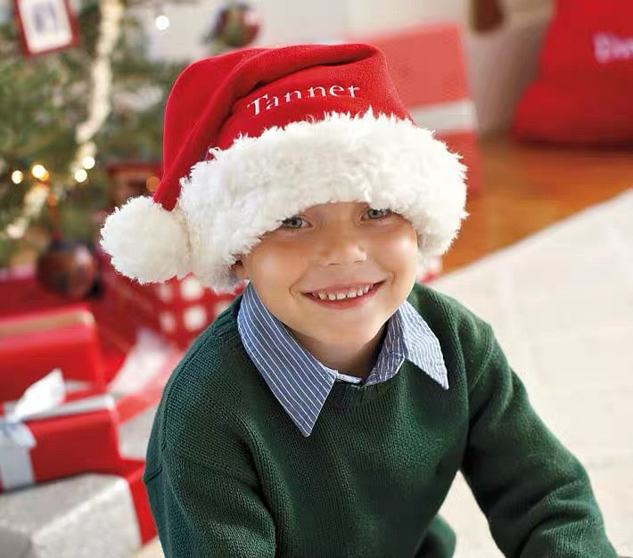 Personalized Santa Hat with Name, Custom Christmas Hat, Custom Christmas Ornament for Family Decorations Holiday Gift