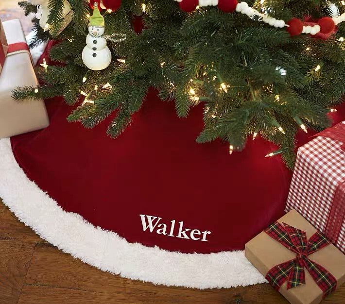Personalized Tree Skirt, Christmas Holiday Decor, Embroidered Name, Home Carpet, Xmas Gift Idea, Santa Tree Skirt with Your Name