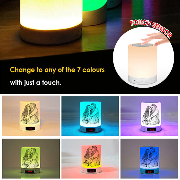 Custom Magic Photo Lamp, Picture Alarm Lamp, Bluetooth Player, 7 Colors Night Table Light, Handmade, Birthday Present, Valentines Gift Ideas