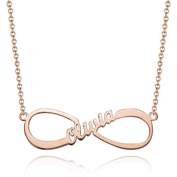 Infinity Monogram Name Necklace with 1-4 Names, Engraved Name Pendant Locket, Family Name Necklace, Birthday Anniversary Gift For Mom, Girlfriend