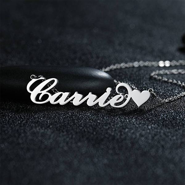 Custom Name Necklace With heart, Women's Engraved Name Pendant Necklace, Monogram Name Necklace, Personalized Name Necklace, Gifts For Her
