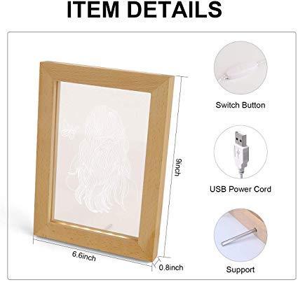 Custom Wooden Photo Frame LED Night Lamp, Creative Gift Photo Album, Personalized Handmade Picture Frame Light, Artistic Photo Table Lamp