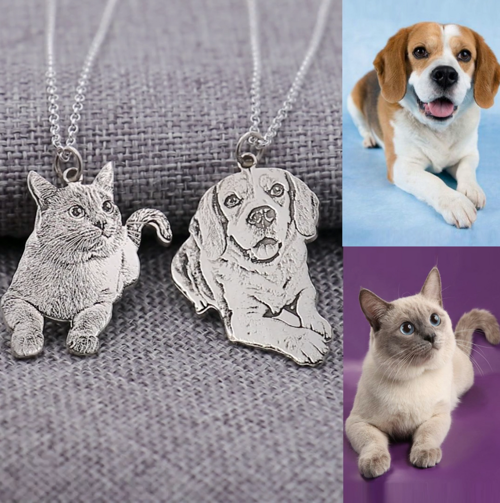 Dog and Cat Silhouette Necklace Dog and Cat Charm Dog 